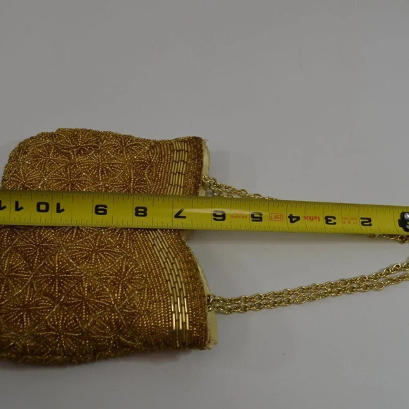 Vintage Gold Tone Beaded  Evening Bag Purse - Picture 11 of 11